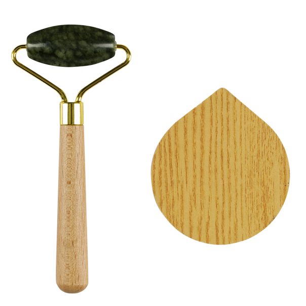Set za negu lica DERMA 2u1 - gua sha masažer + ogledalce, bambus, poklon set - EP3246700