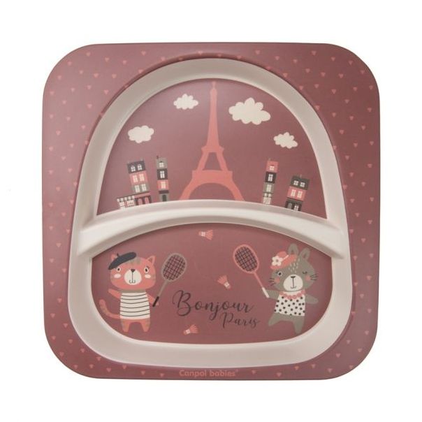 CANPOL Babies set za hranjenje 5 delova 9/227 - Bonjour Paris dark red - 9-227_red