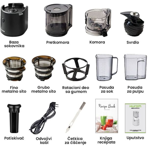 HUROM Sokovnik za hladno ceđenje H320N-BES01MB Matt Black - 90065