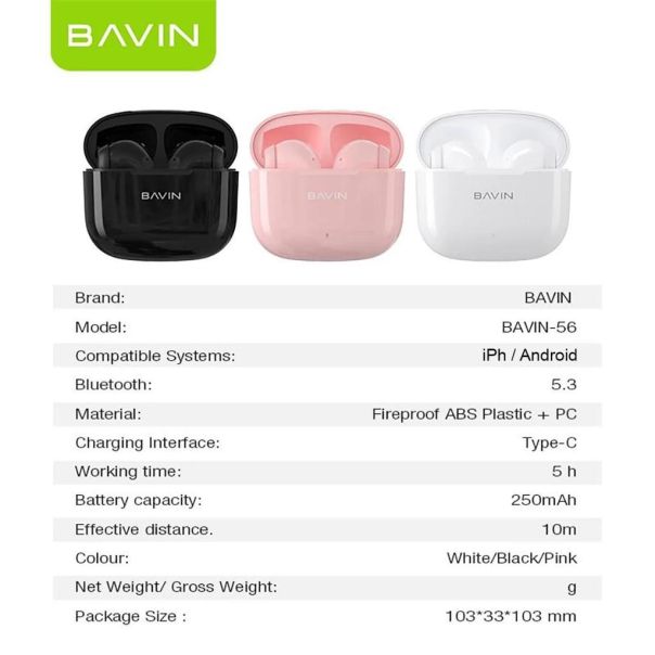 BAVIN Bežične bubice earbuds, crna - 90205