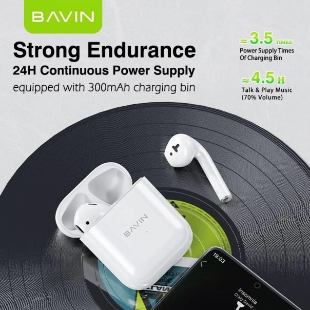 BAVIN Bežične bubice AirPods + kabl lightning, bela - 90209