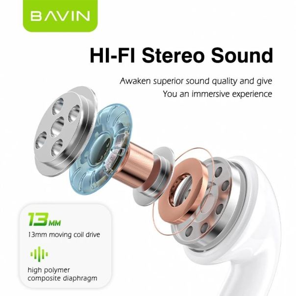 BAVIN Bežične bubice AirPods + kabl lightning, bela - 90209