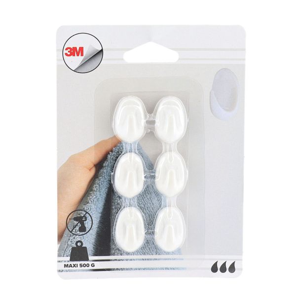 TENDANCE Set 6 plastičnih kukica 3M, bela - 9040100
