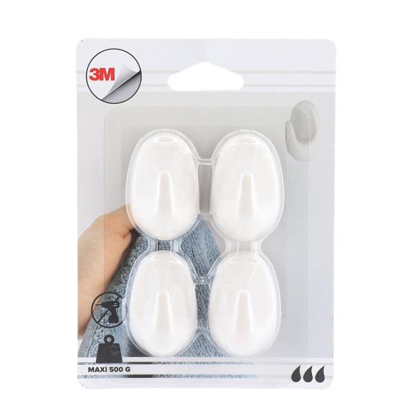 TENDANCE Set 4 plastične kukice 3M, bela - 9041100