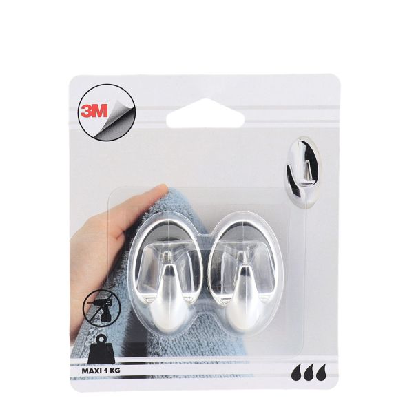 TENDANCE Set 2 plastične kukice 3M, hrom - 9045102
