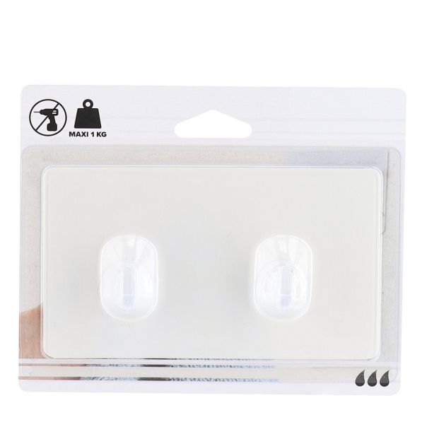 TENDANCE Dvostruka samolepljiva kukica 8x2x14.5cm, bela - 9067100