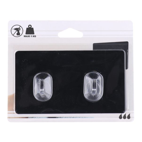 TENDANCE Dvostruka samolepljiva kukica 8x2x14.5cm, crna - 9067103