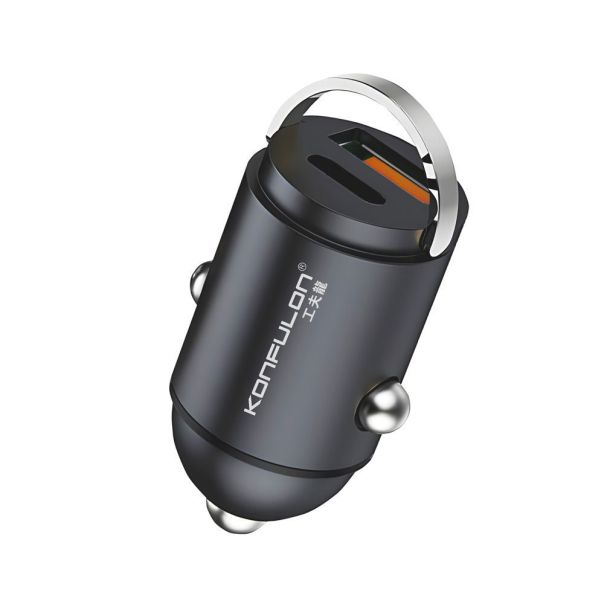 Auto punjac KONFULON C95Q + DC85 QC3.0 20W, PD 20W sa iPhone lightning kablom crni 1m - EP3084063