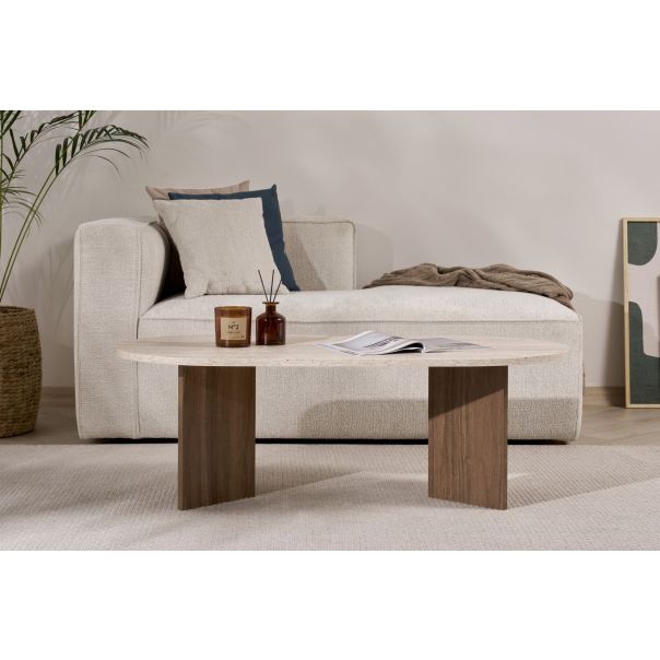 NORDURE Klub sto Sable, mermerna krem/braon - EP3057569
