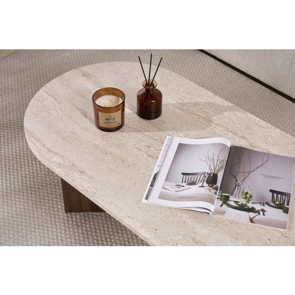 NORDURE Klub sto Sable, mermerna krem/braon - EP3057569