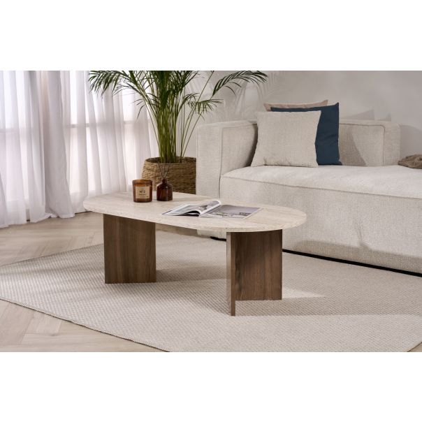 NORDURE Klub sto Sable, mermerna krem/braon - EP3057569