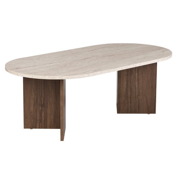 NORDURE Klub sto Sable, mermerna krem/braon - EP3057569