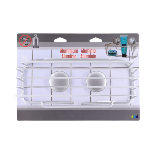 TENDANCE Pravougona žičana vakuumska polica 28x13.5x17.5cm, aluminijum/hrom - 9100199