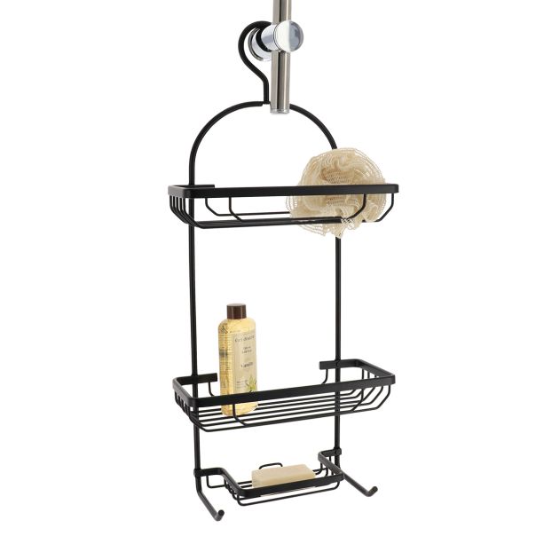 TENDANCE Žičana polica na 3 nivoa sa kukom 65x28x12.5cm, crna - 91008108