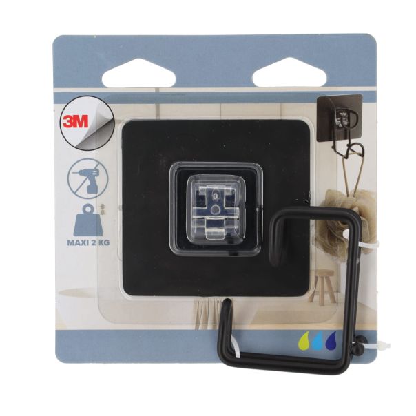 TENDANCE Samolepljiva kukica 8x6.5x9.3cm, metal/crna - 91014108