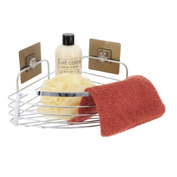 TENDANCE Ugaona vakuumska žičana polica 22.5x22.5x14cm, hrom - 9101899