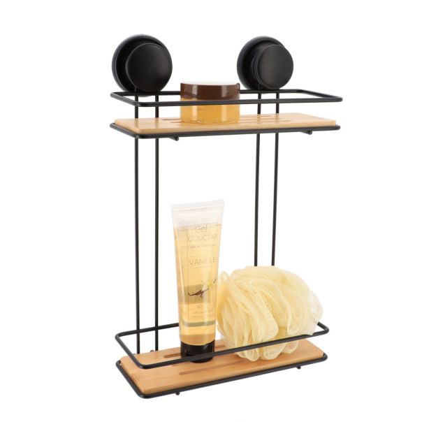 TENDANCE Vakuumska polica na 2 nivoa 25x12x38cm, bambus/metal - 91032237