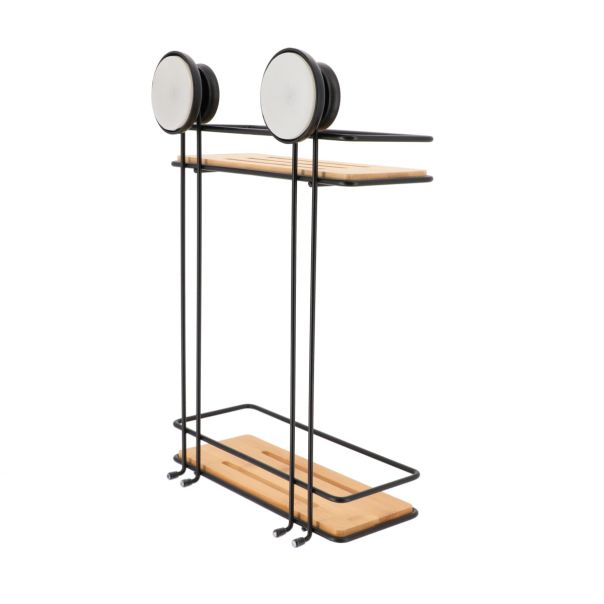 TENDANCE Vakuumska polica na 2 nivoa 25x12x38cm, bambus/metal - 91032237