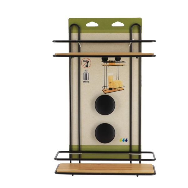 TENDANCE Vakuumska polica na 2 nivoa 25x12x38cm, bambus/metal - 91032237