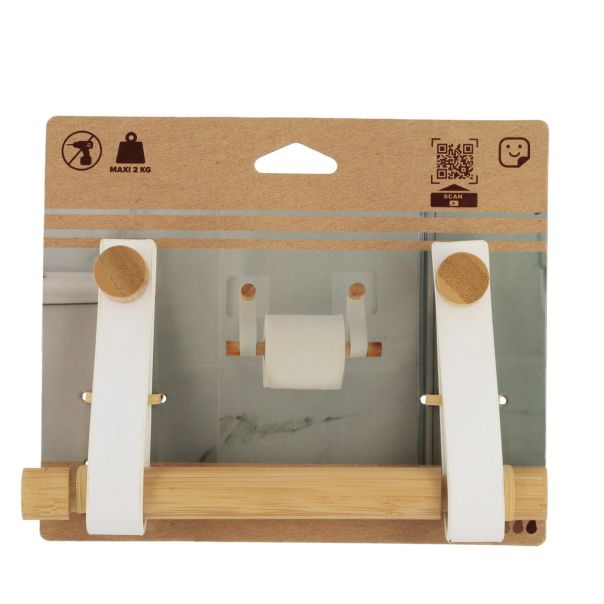 TENDANCE Samolepljivi držač toalet papira, bambus/bela - 91043100
