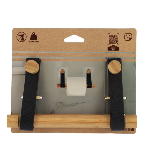 TENDANCE Samolepljivi držač toalet papira, bambus/crna - 91043103