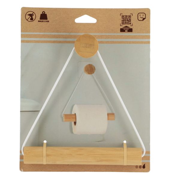 TENDANCE Samolepljivi drzač toalet papira 19x18.3x4cm, bambus/bela - 91047100