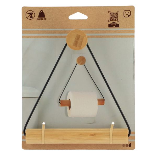TENDANCE Samolepljivi drzač toalet papira 19x18.3x4cm, bambus/crna - 91047103