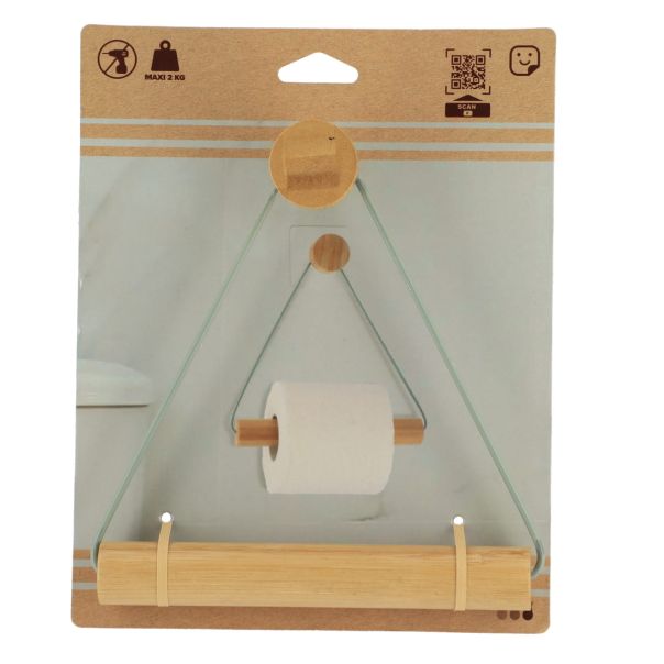 TENDANCE Samolepljivi drzač toalet papira 19x18.3x4cm, bambus/zelena - 91047143