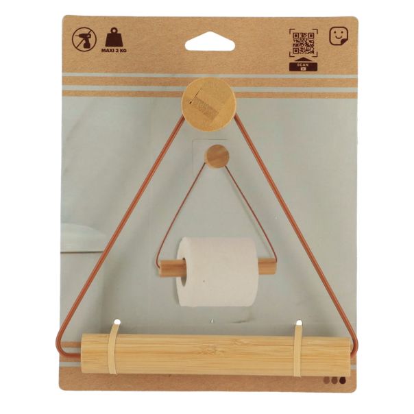 TENDANCE Samolepljivi drzač toalet papira 19x18.3x4cm, bambus/braon - 91047162