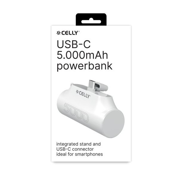 CELLY Power Bank Compact 5000 mAh, bela - PBC5000WH