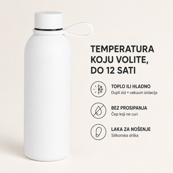 Termos boca ACTIVE FLOW 500 ml - dupli zid, vakuum izolacija, soft-touch, bela - EP3246688