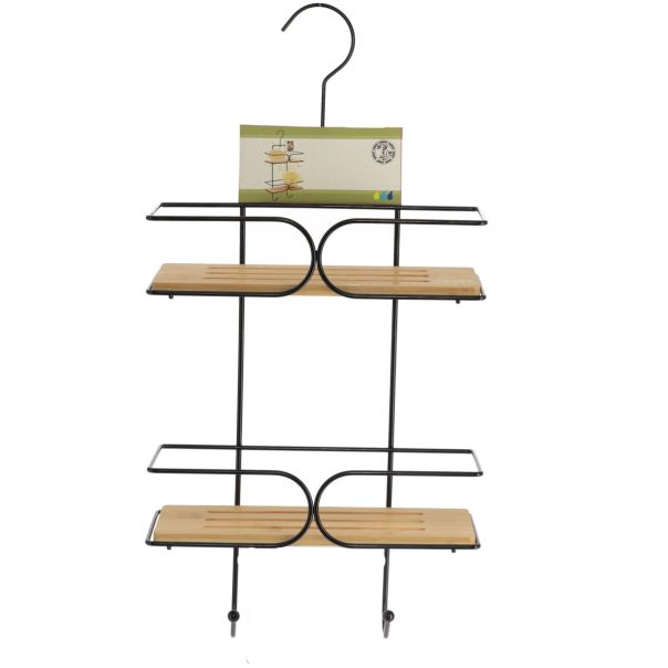 TENDANCE Viseća polica na dva nivoa 50x25x11cm, bambus/crna - 9117237
