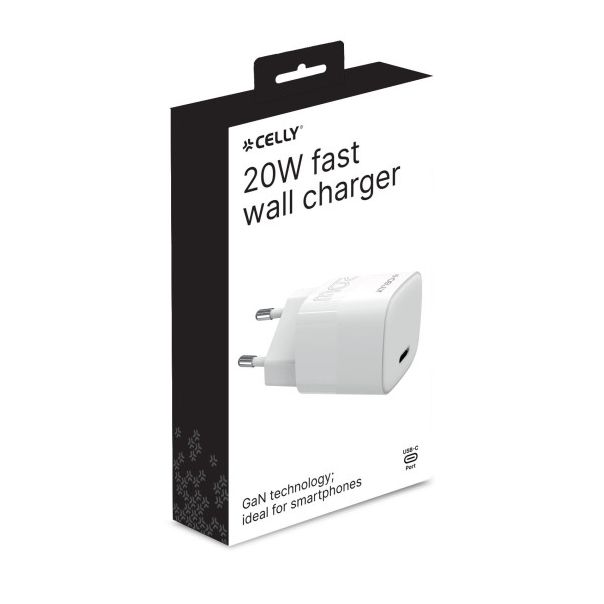 CELLY Kućni punjač za telefon EVO od 20W sa Type C konektorom - TC1USBC20WEVOWH