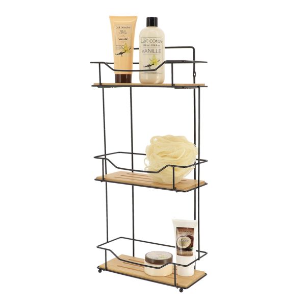 TENDANCE Polica na 3 nivoa 57x26.5x11.5cm, bambus/crna - 9163237