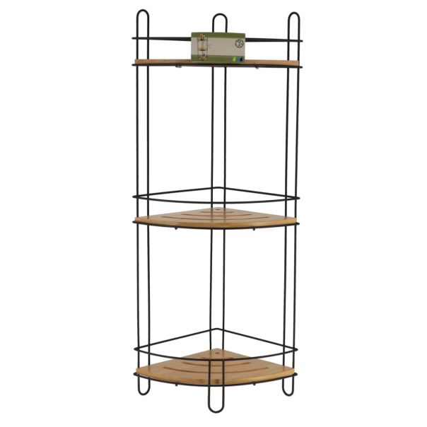 TENDANCE Ugaona polica na 3 nivoa 61.5x27x20cm, bambus/crna - 9165237