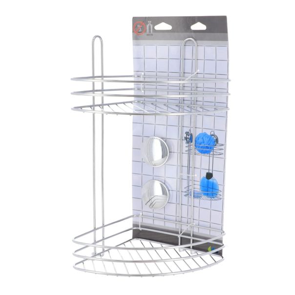 TENDANCE Ugaona vakuumska polica na 2 nivoa 21.5x21.5x37.5cm, hrom - 917999