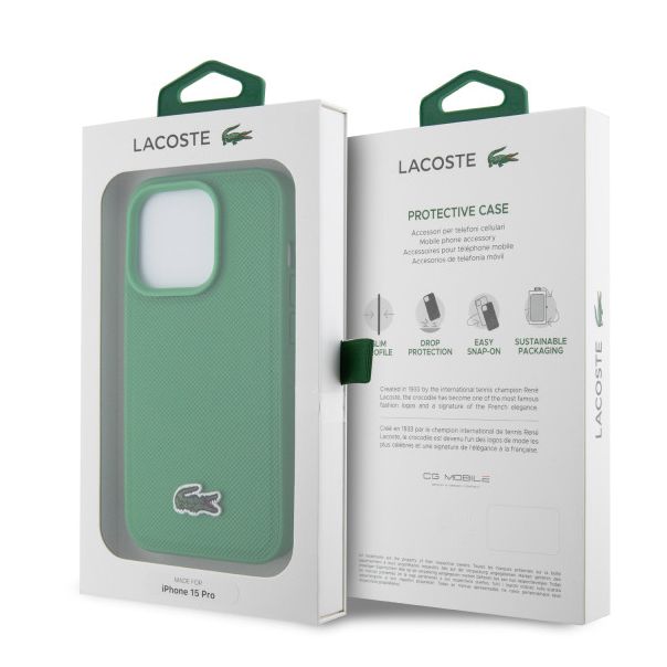 LICENSED LACOSTE LACOSTE MAGSAFE maska za iPhone 15 Pro WOVEN, zelena - LCHMP15LPVCN