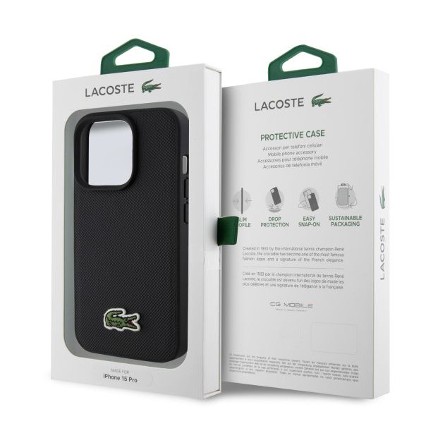 LICENSED LACOSTE LACOSTE MAGSAFE maska za iPhone 15 Pro WOVEN, crna - LCHMP15LPVCK