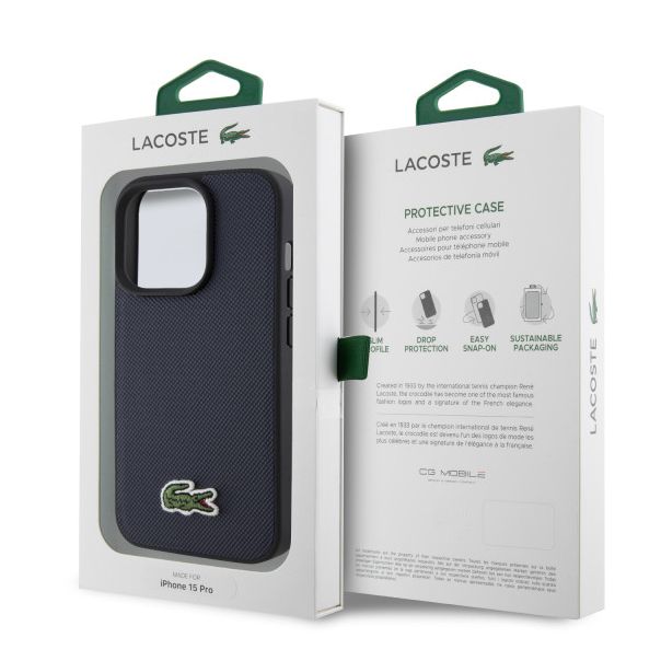 LICENSED LACOSTE LACOSTE MAGSAFE maska za iPhone 15 Pro WOVEN, teget - LCHMP15LPVCV