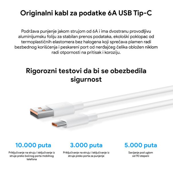 Kucni punjac Honor Super Charge 66W sa type-c kablom beli 1m/6A - 225093