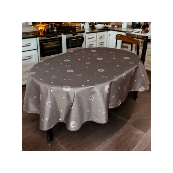 VIKTORIJA Stolnjak ovalni 160x220cm grey star - VLK0001360greystar