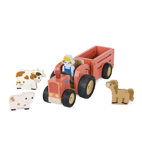 PINO Drveni traktor sa prikolicom i životinjama - 9306
