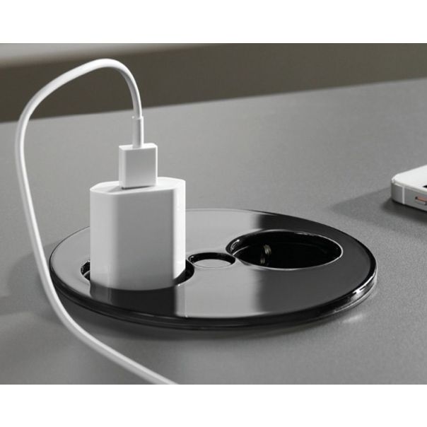 BACHMANN TWIST Ugradna utičnica 2x šuko utičnice, kabl 2m, crna - 931.150