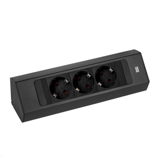 BACHMANN CASIA 2 Ugaona utičnica ALU,3xšuko,kabl 2m, crna - 932.100