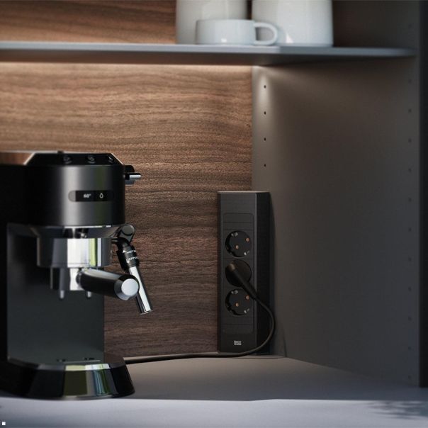 BACHMANN CASIA 2 Ugaona utičnica ALU,3xšuko,kabl 2m, crna - 932.100