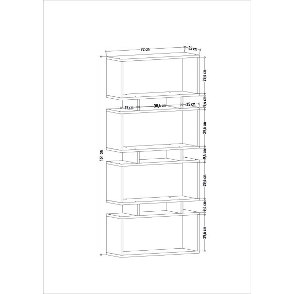 HANAH HOME Polica za knjige Langdon, antracit - 935CMN1115