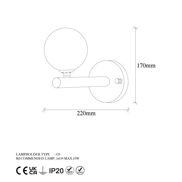 OPVIQ Zidna lampa Domino 11033, crna/bela - EP3007075