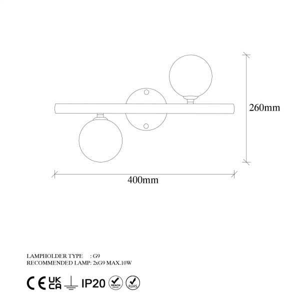 OPVIQ Zidna lampa Domino 11038, crna/bela - EP3007096