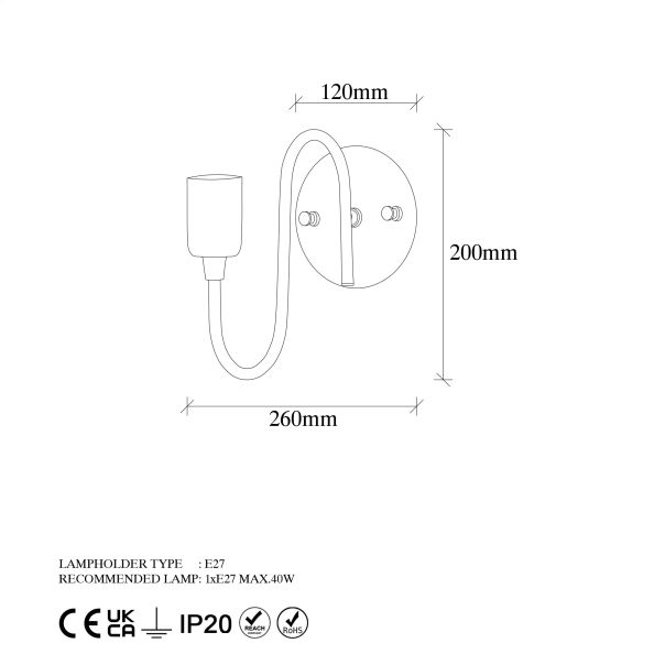 OPVIQ Zidna lampa Firat 11520, crna - EP3007150