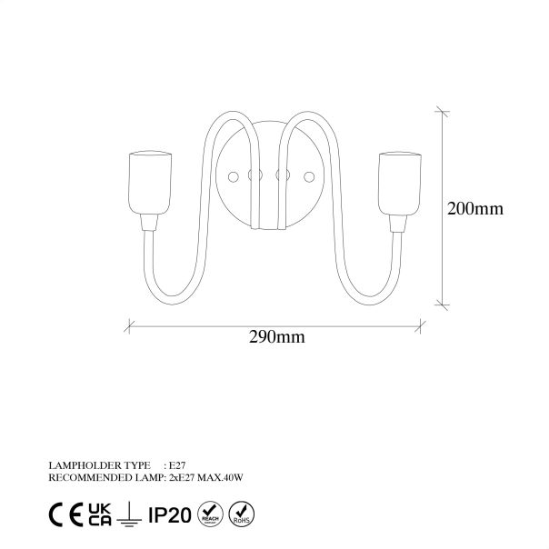 OPVIQ Zidna lampa Firat 11521, crna/zlatna - EP3007159